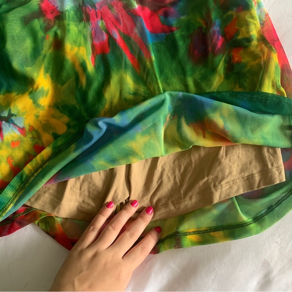 Los Angeles Apparel Tie Dye Micro Mesh Long Sleeve & Mini Skirt Set, L - Picture 7 of 8